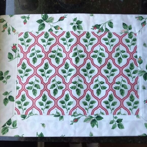 Custom made Chintz Like Grand Millenial 3 pc Pink Rose Floral Placemat Table Set - Picture 2 of 11